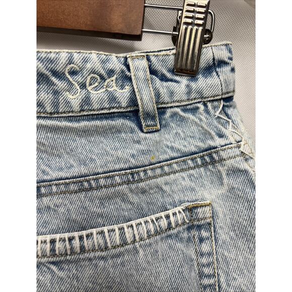 Sea New York Marion Mended Denim Shorts Blue Embroidered Shorts Size 4 - Picture 7 of 14